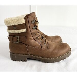 New Cliffs by White Mountain Meldon Lace-Up Brown Winter Hiking Boots Women's 10